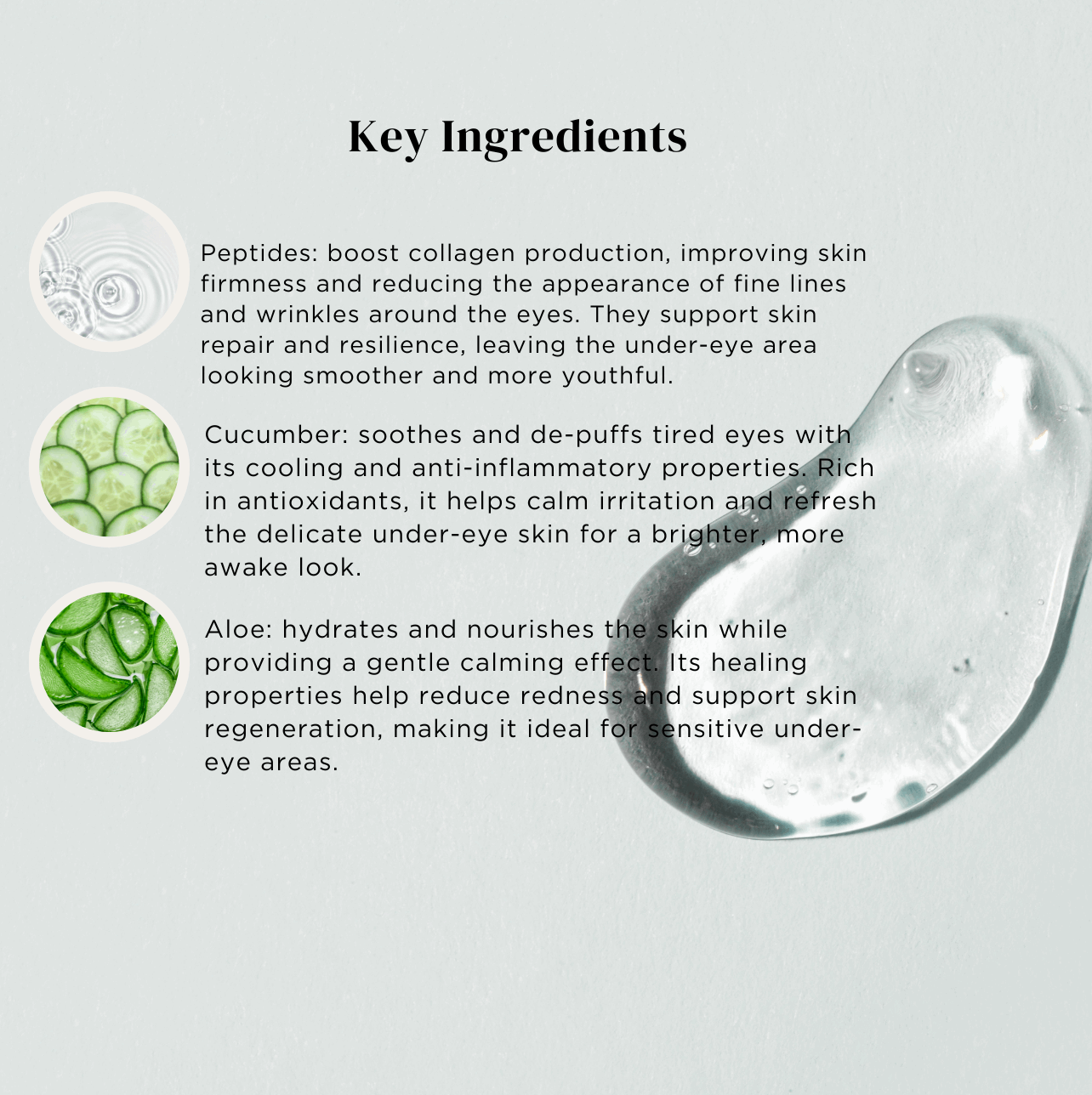 Key ingredients for REFINE BEAUTY Hydrating Eye Serum