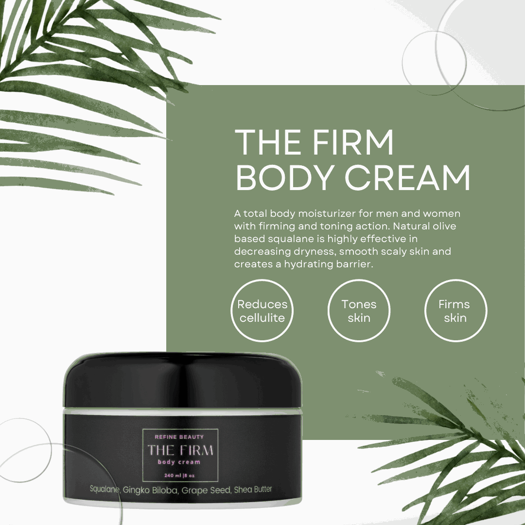 REFINE BEAUTY The FIRM Body Cream benefits on firming, toning and reducing the appearance of cellulite