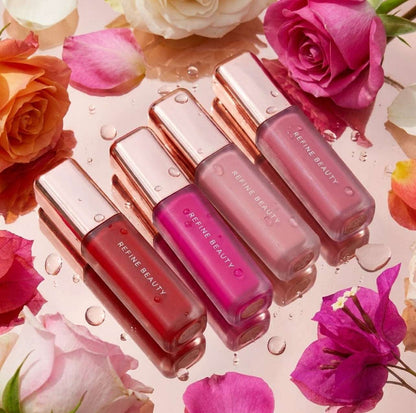 Set of Refine Beauty blush on a floral background
