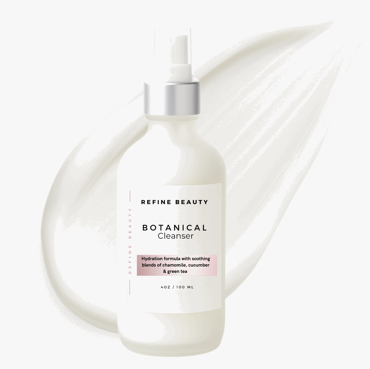Refine Beauty Botanical Cleanser with texture swatch 