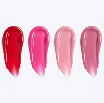 Refine Beauty blush Four swatches of different shades on a white background