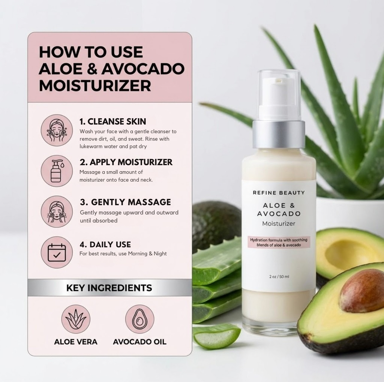 Refine Beauty Aloe & Avocado Moisturizer