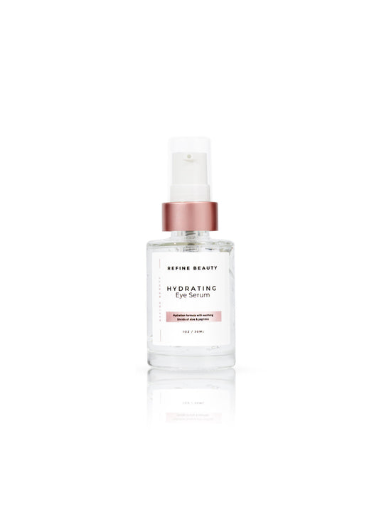 Hydrating Eye Serum - an oil-free, transparent liquid that reduces dark circles and improves the firmness and tone of the delicate eye area. Our formula utilizes peptides and cucumber to tighten and firm the skin