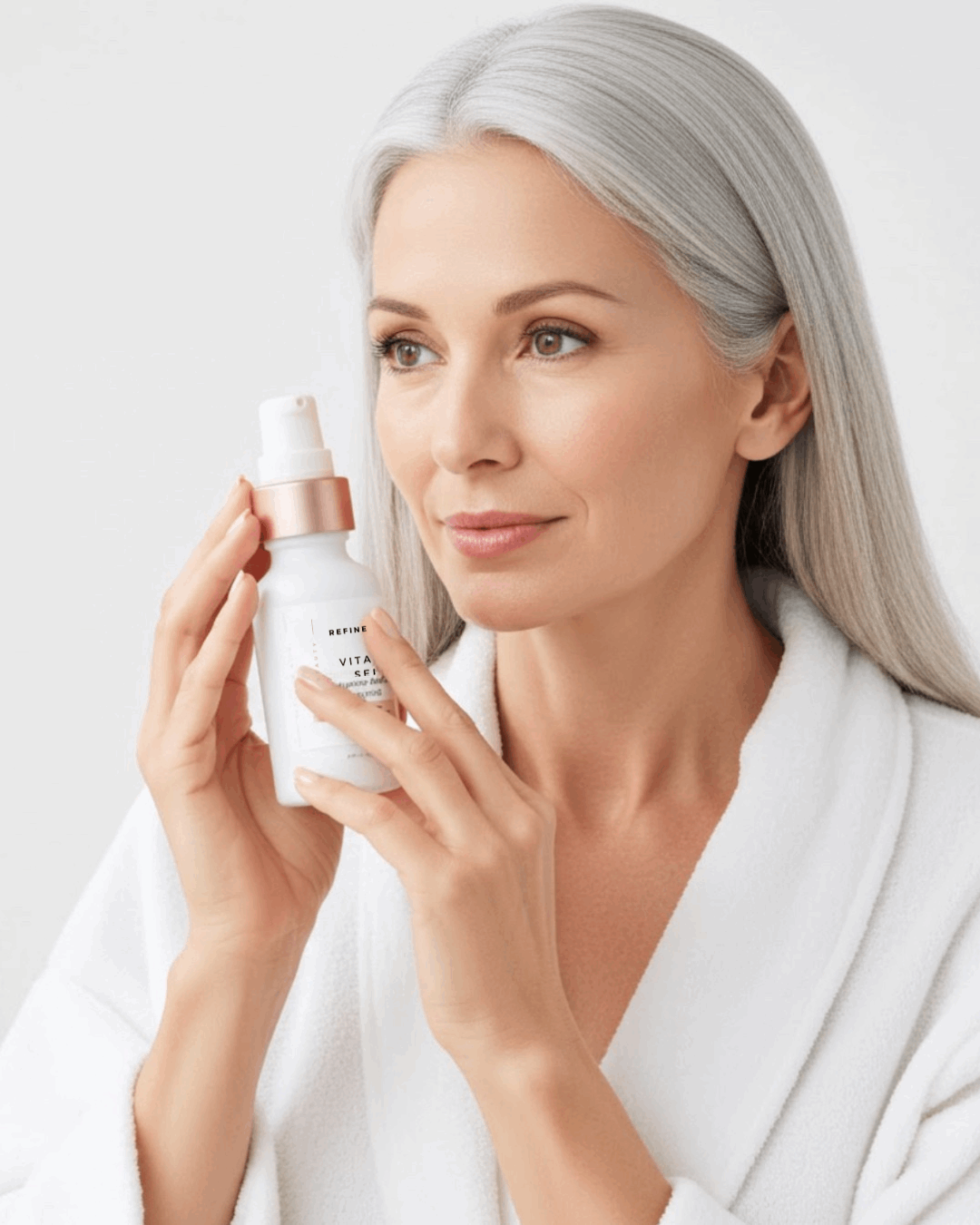 Model holding Refine Beauty Vitamin C Serum