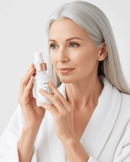 Model holding Refine Beauty Vitamin C Serum